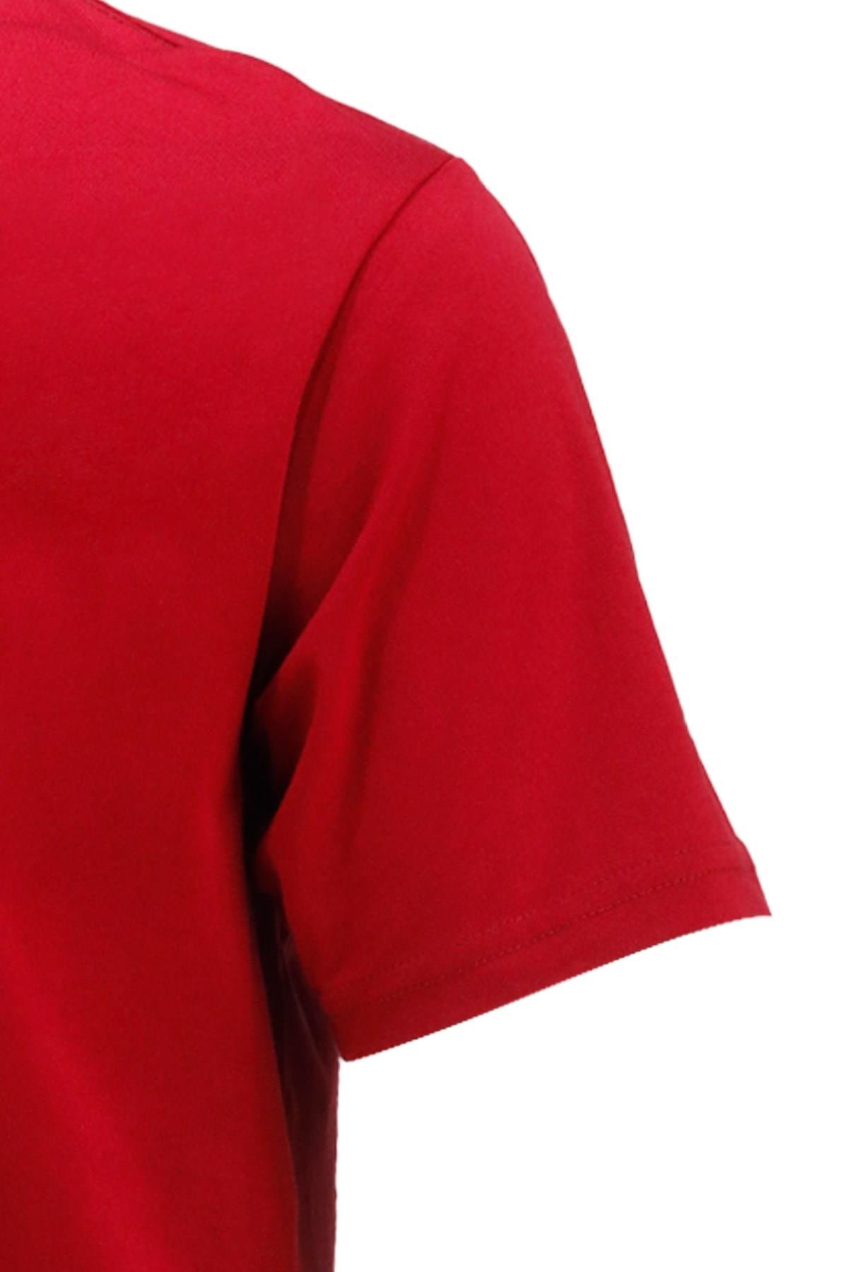 T-ShirtShinzoneErkek Bisiklet Yaka Standart Fit Göğüs Baskılı Bordo T-Shirt