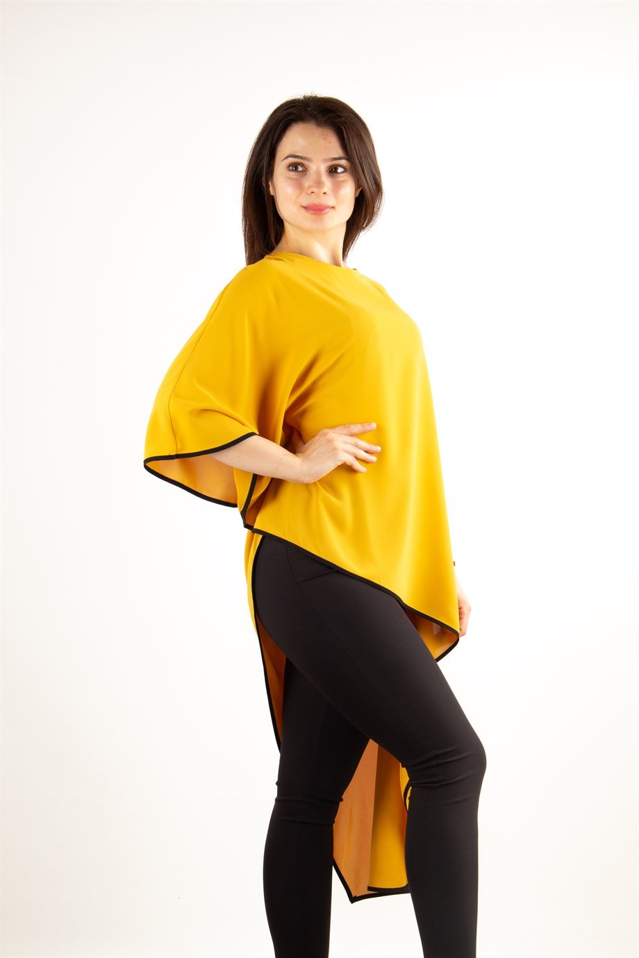 Asymmetric Cut Blouse - Mustard