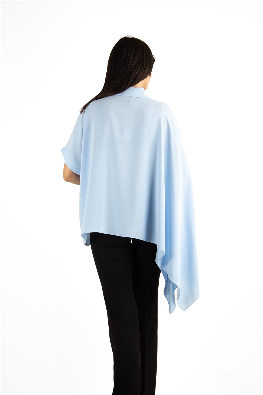 Asymmetric Cut Oversize Shirt - Baby Blue