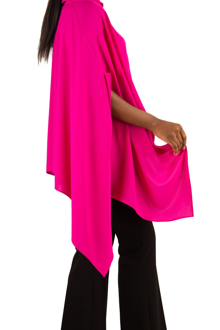 Asymmetric Cut Oversize Shirt - Fuchsia