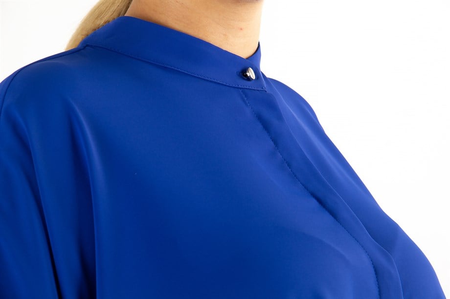 Asymmetric Hem Shirt - Saxe