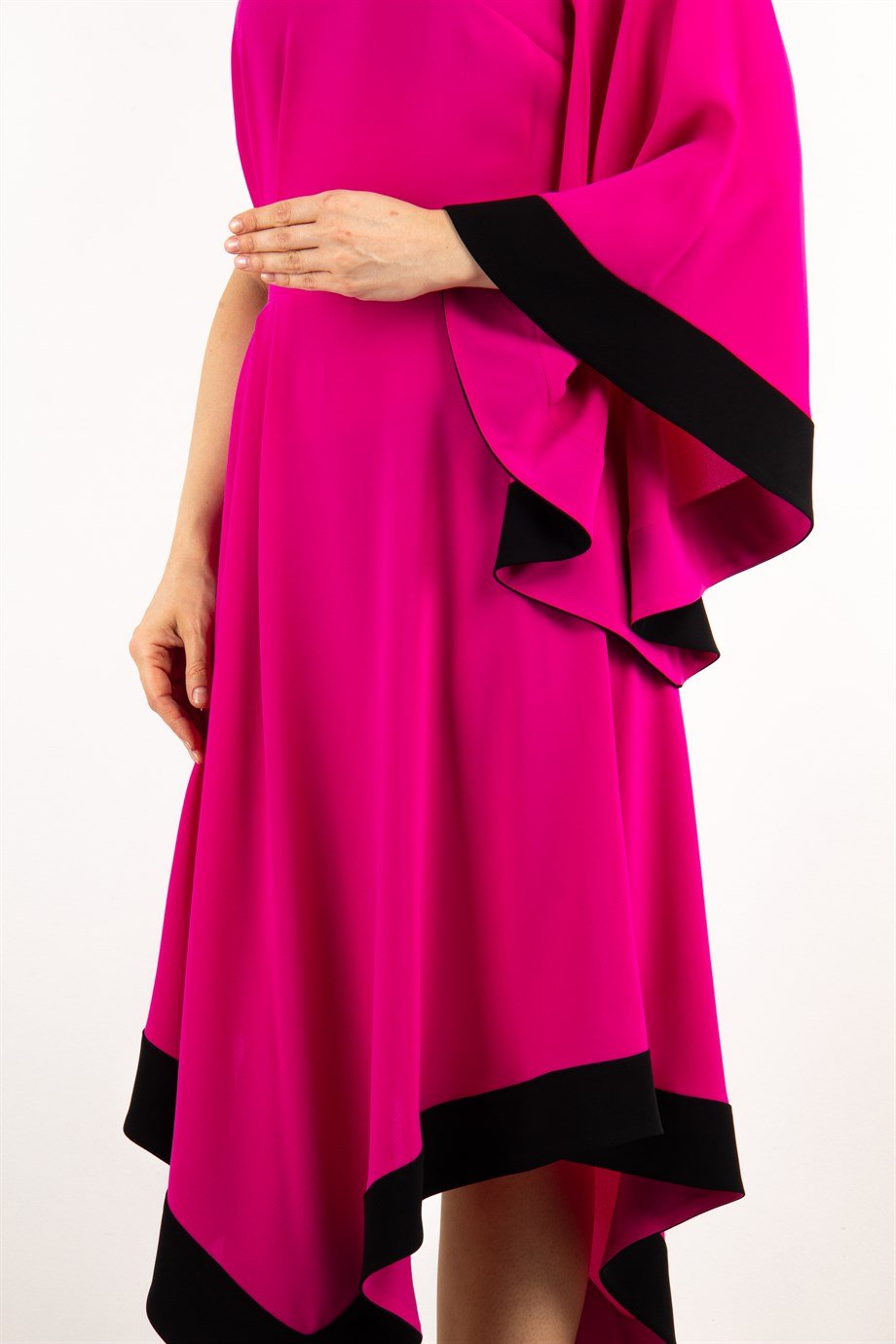 Asymmetric Off-Shoulder Dress - Fuchsia