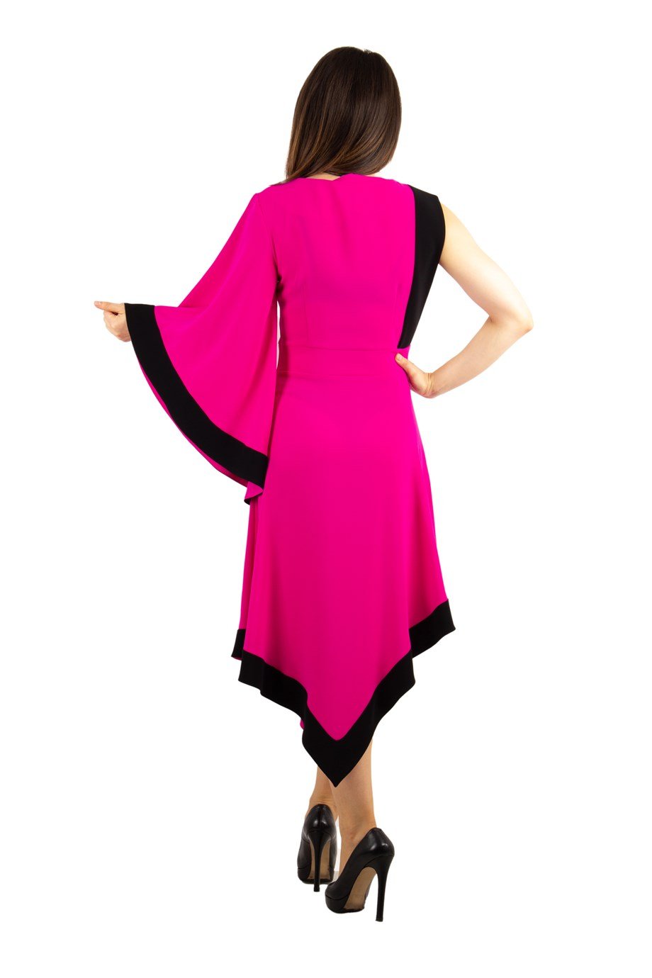 Asymmetric Off-Shoulder Dress - Fuchsia