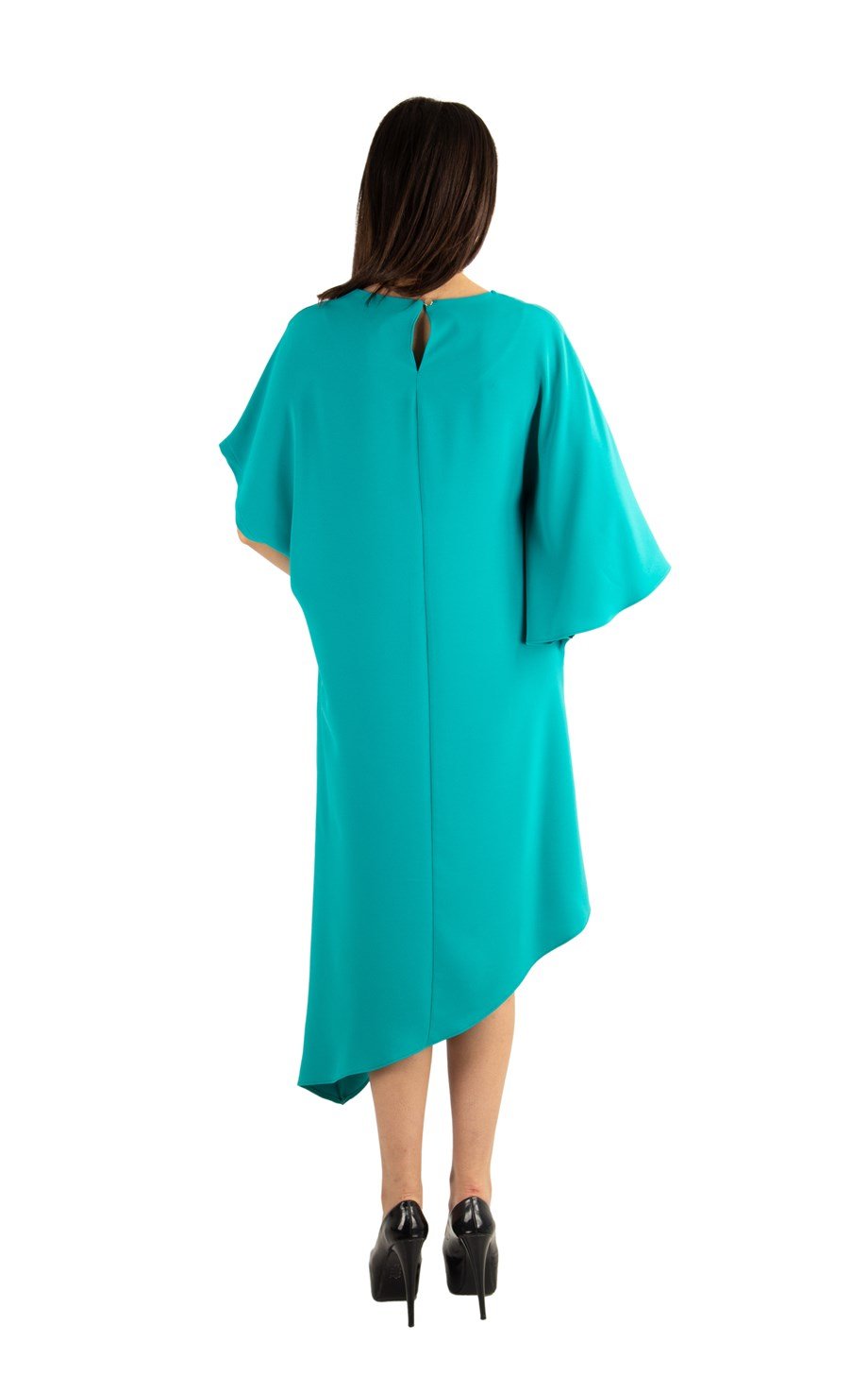 Asymmetric One Shoulder Big Size Dress - Benetton Green