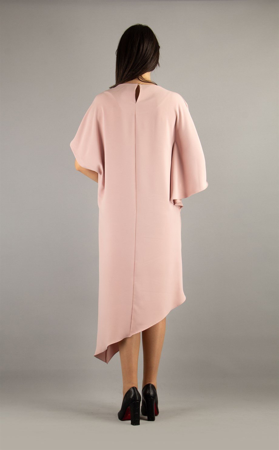 Asymmetric One Shoulder Dress - Powder