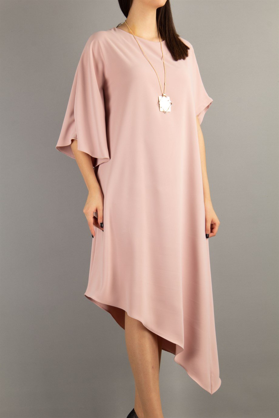 Asymmetric One Shoulder Dress - Powder
