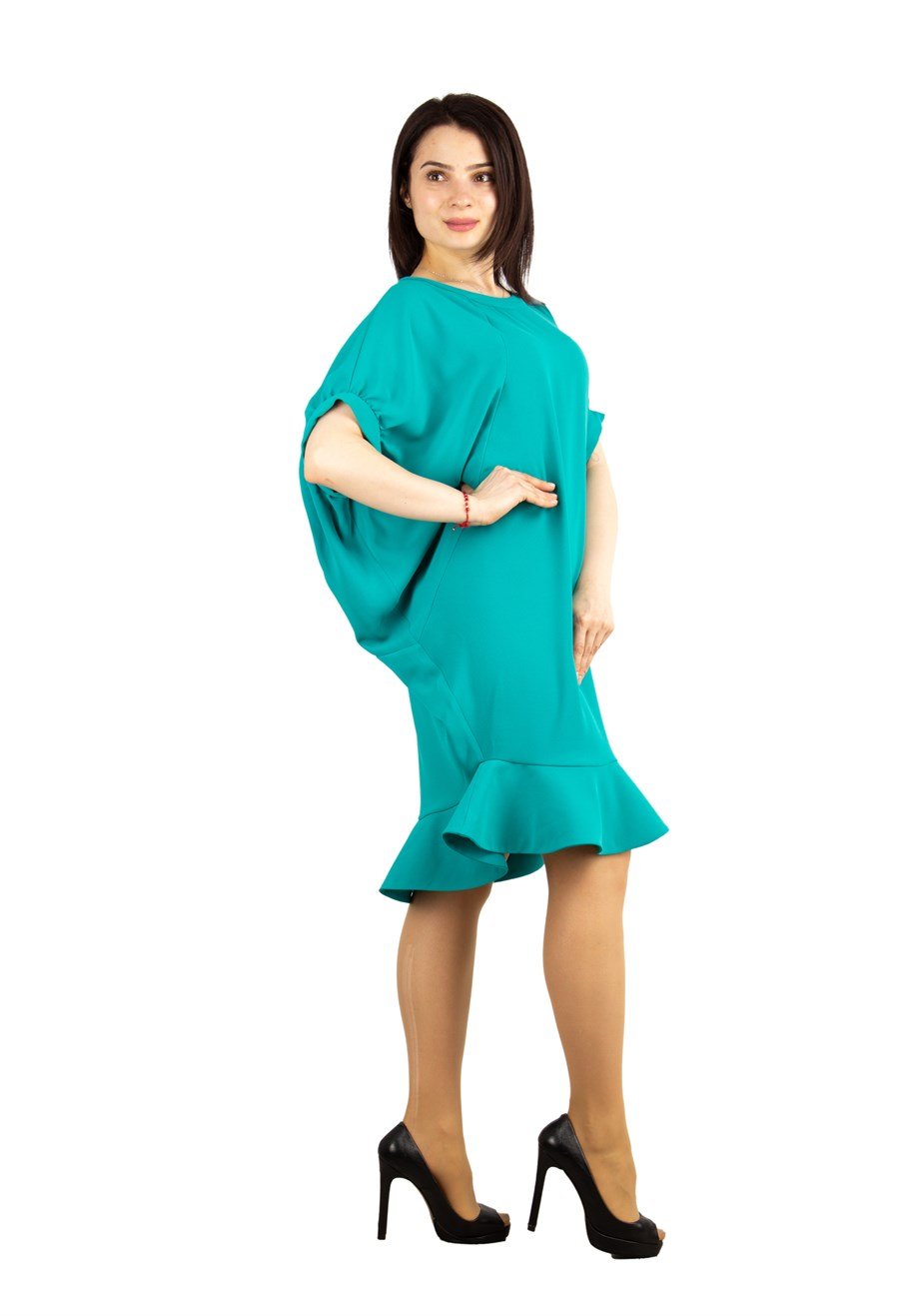 Batwing Fishtail Hem Big Size Midi Dress
