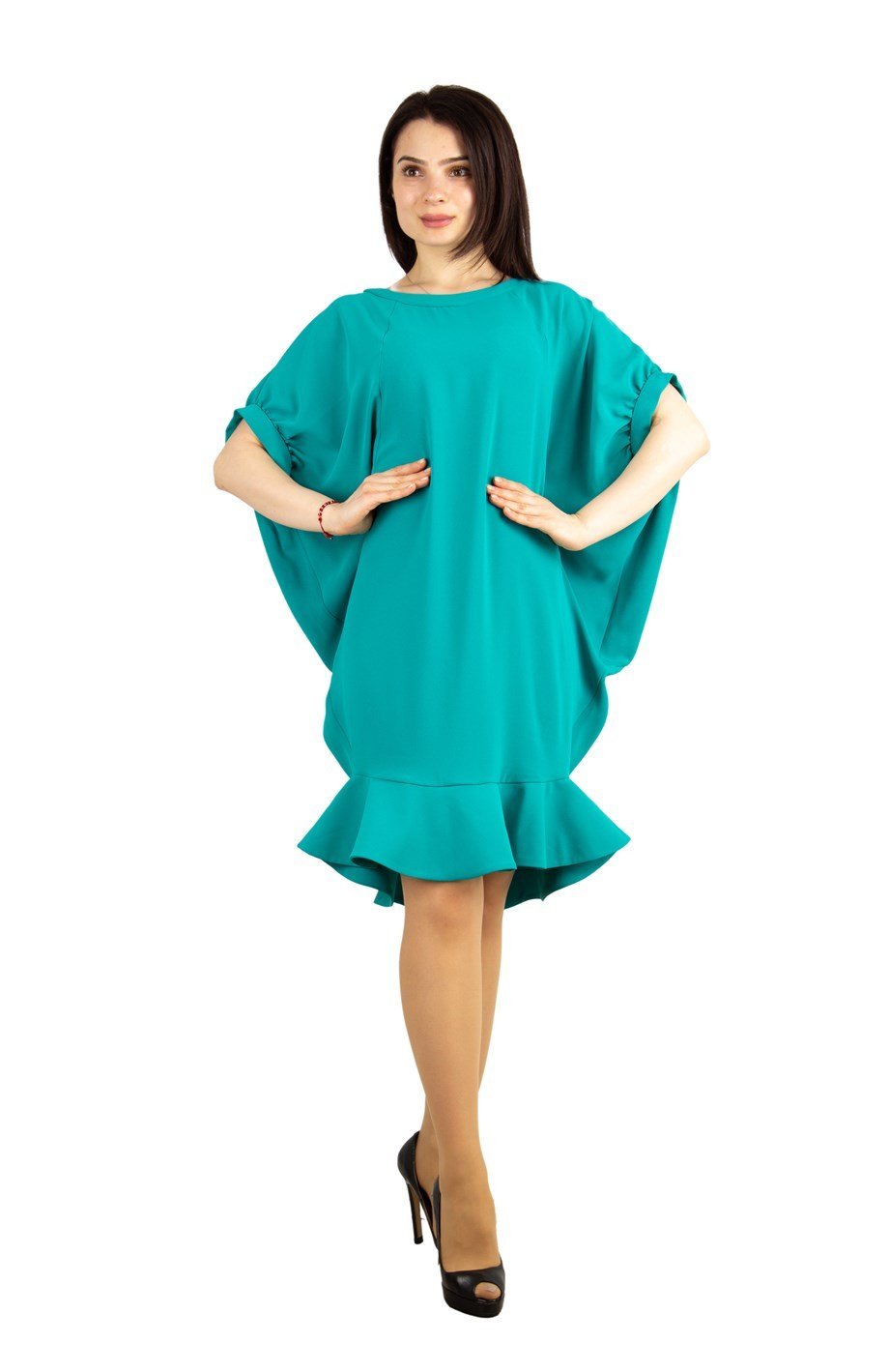 Batwing Fishtail Hem Big Size Midi Dress