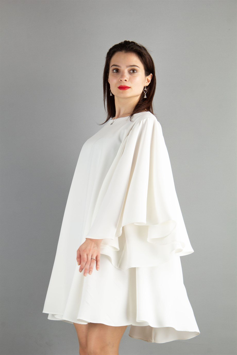 Bell Sleeve Mini Dress - White