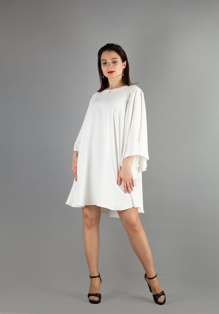 Bell Sleeve Mini Dress - White