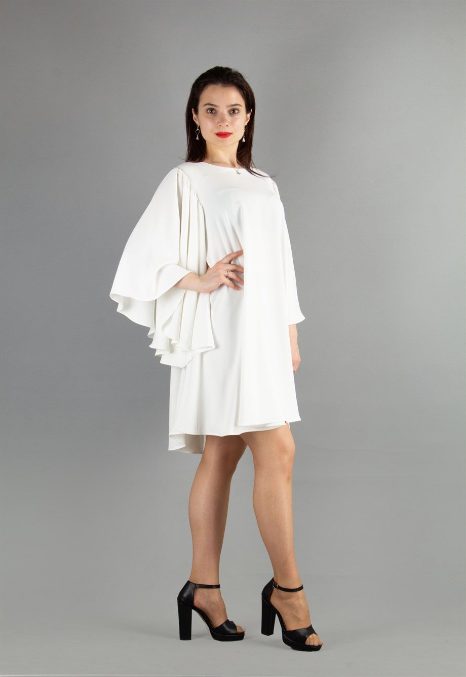 Bell Sleeve Mini Dress - White