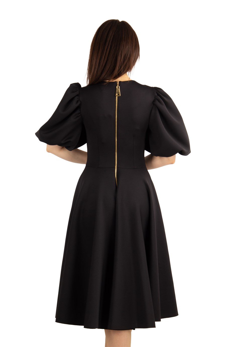 Bishop Sleeve Scuba Dress - Black