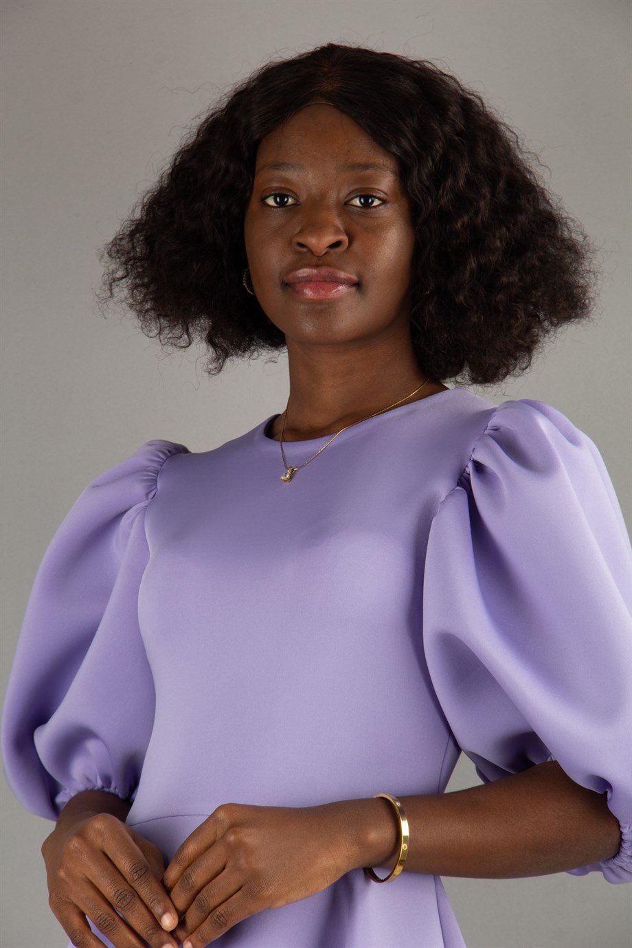 Bishop Sleeve Scuba Dress - Lilac