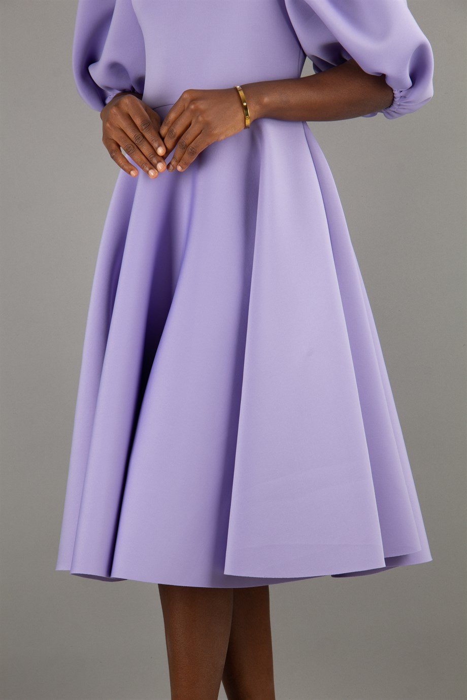 Bishop Sleeve Scuba Dress - Lilac