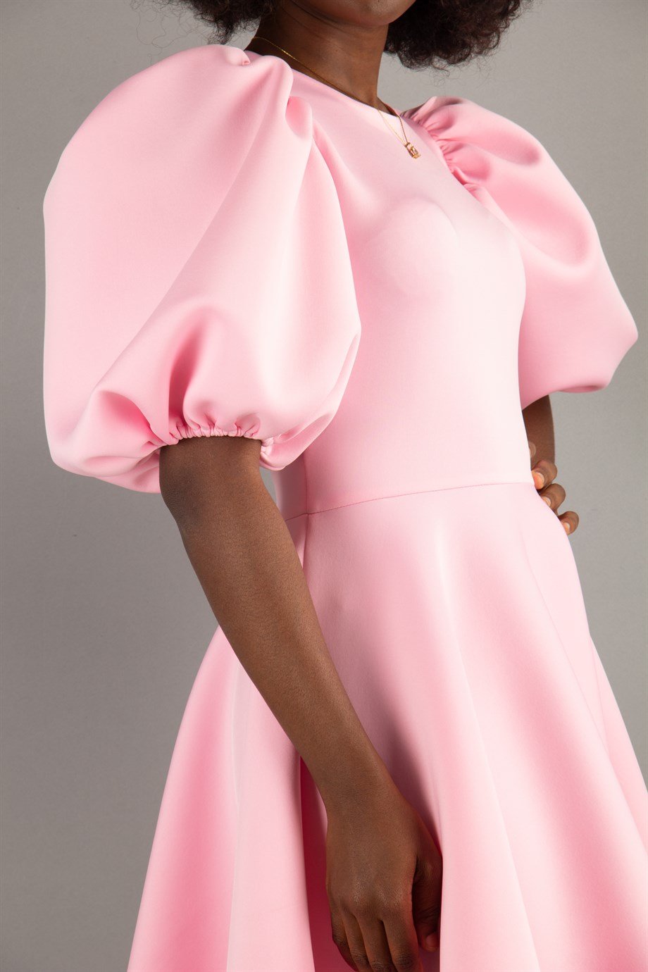Bishop Sleeve Scuba Dress - Pink