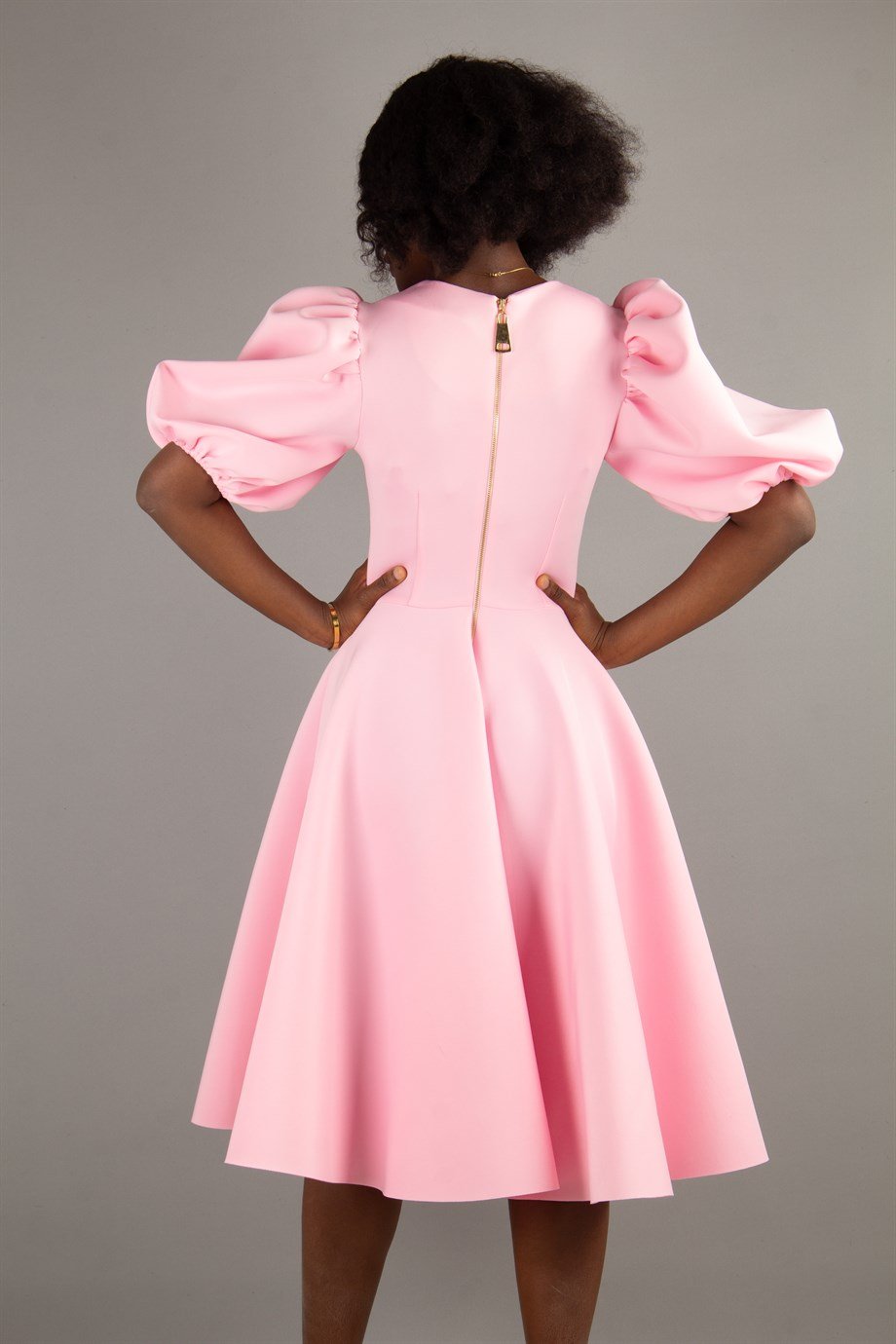 Bishop Sleeve Scuba Dress - Pink
