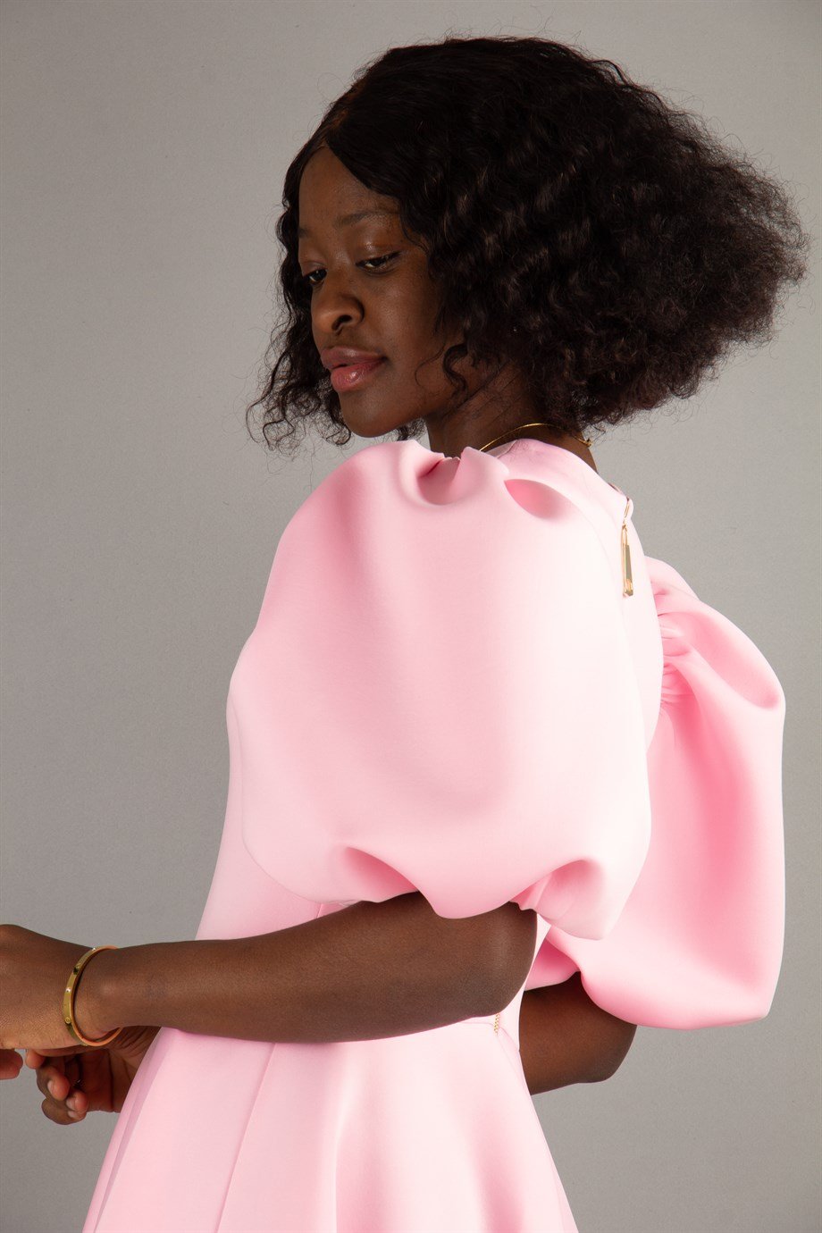 Bishop Sleeve Scuba Dress - Pink