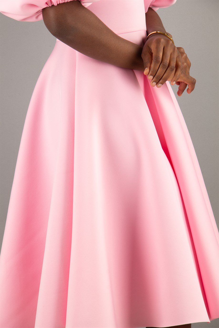 Bishop Sleeve Scuba Dress - Pink