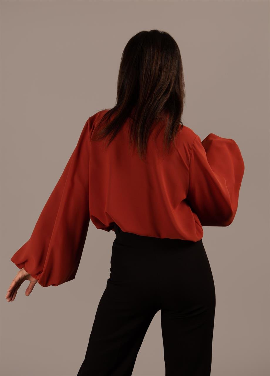 Bishop Sleeves Blouse - Sienna Brown