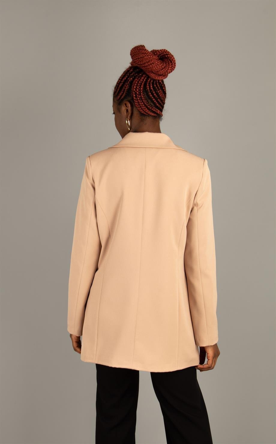 Blazer Jacket With Gold Button - Beige
