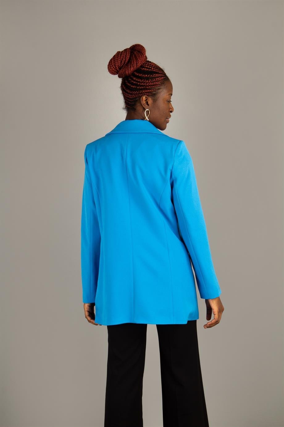 Blazer Jacket With Gold Button - Petrol Blue