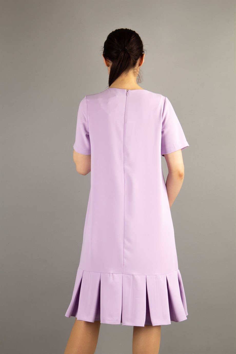 Bow Tie Detail Ruffled Hem Dress - Lilac