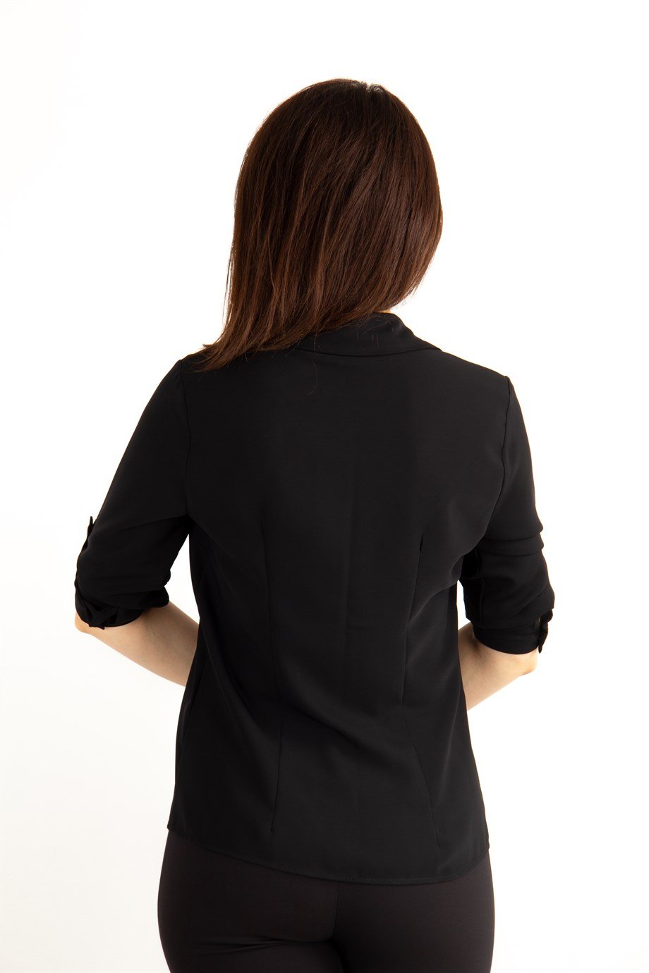 Brooch Detail Classic Big Size Shirt - Black