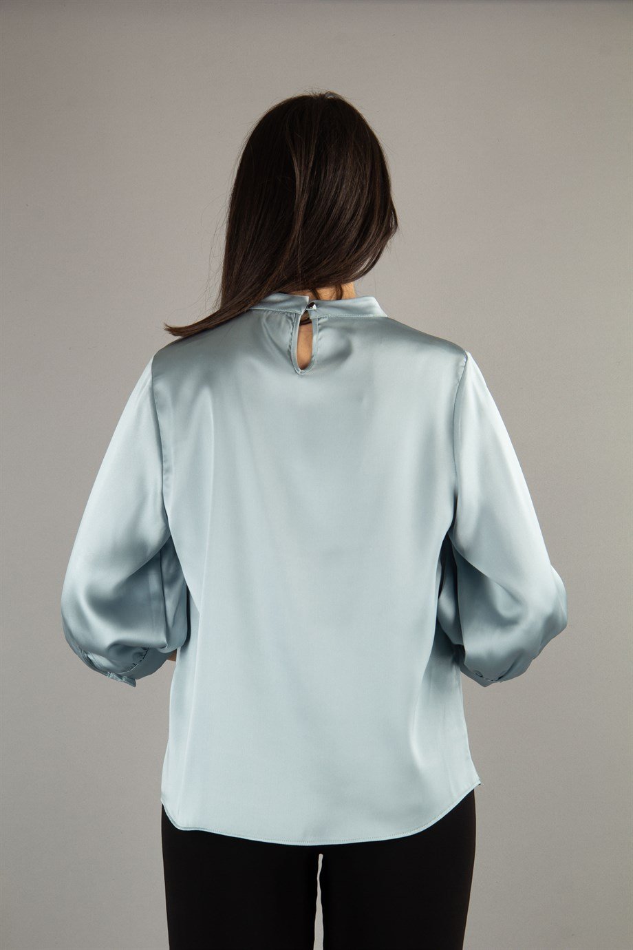 Brooch Detail Satin Blouse - Mint Green