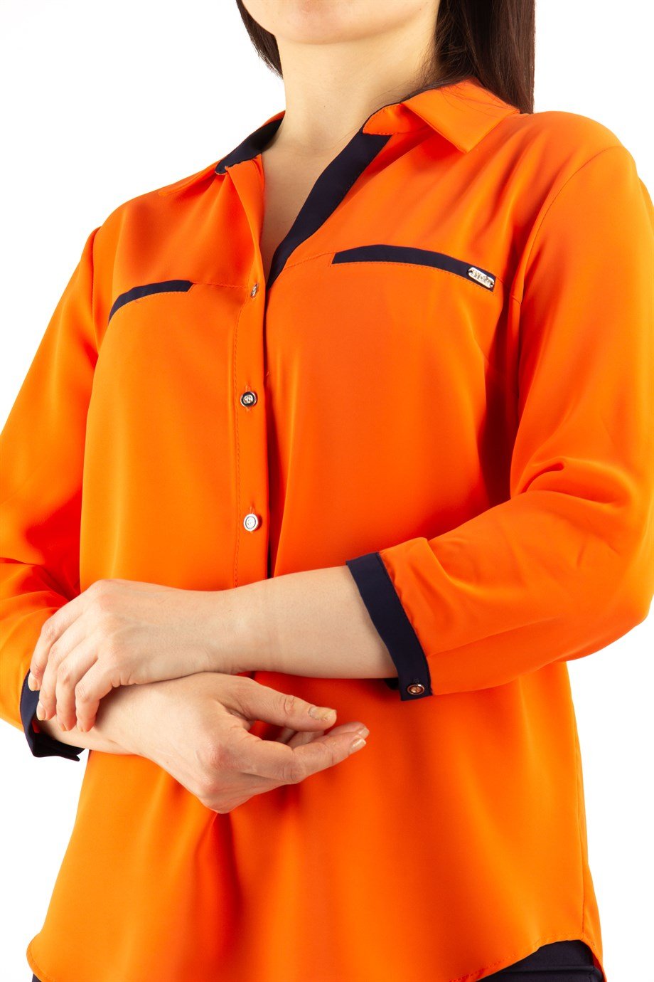 Classic Office Big Size Blouse - Orange