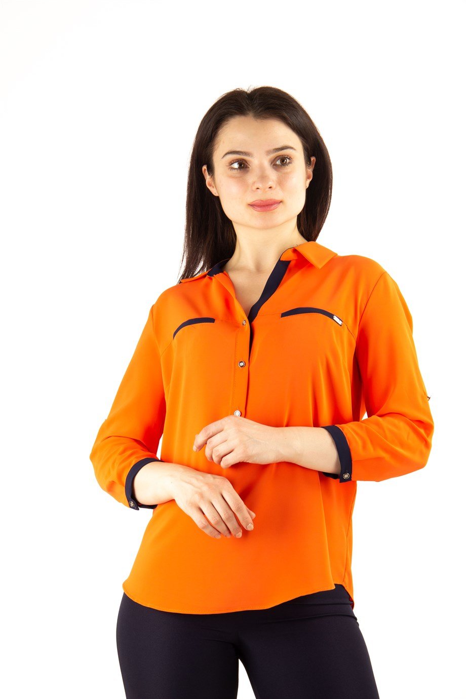 Classic Office Big Size Blouse - Orange
