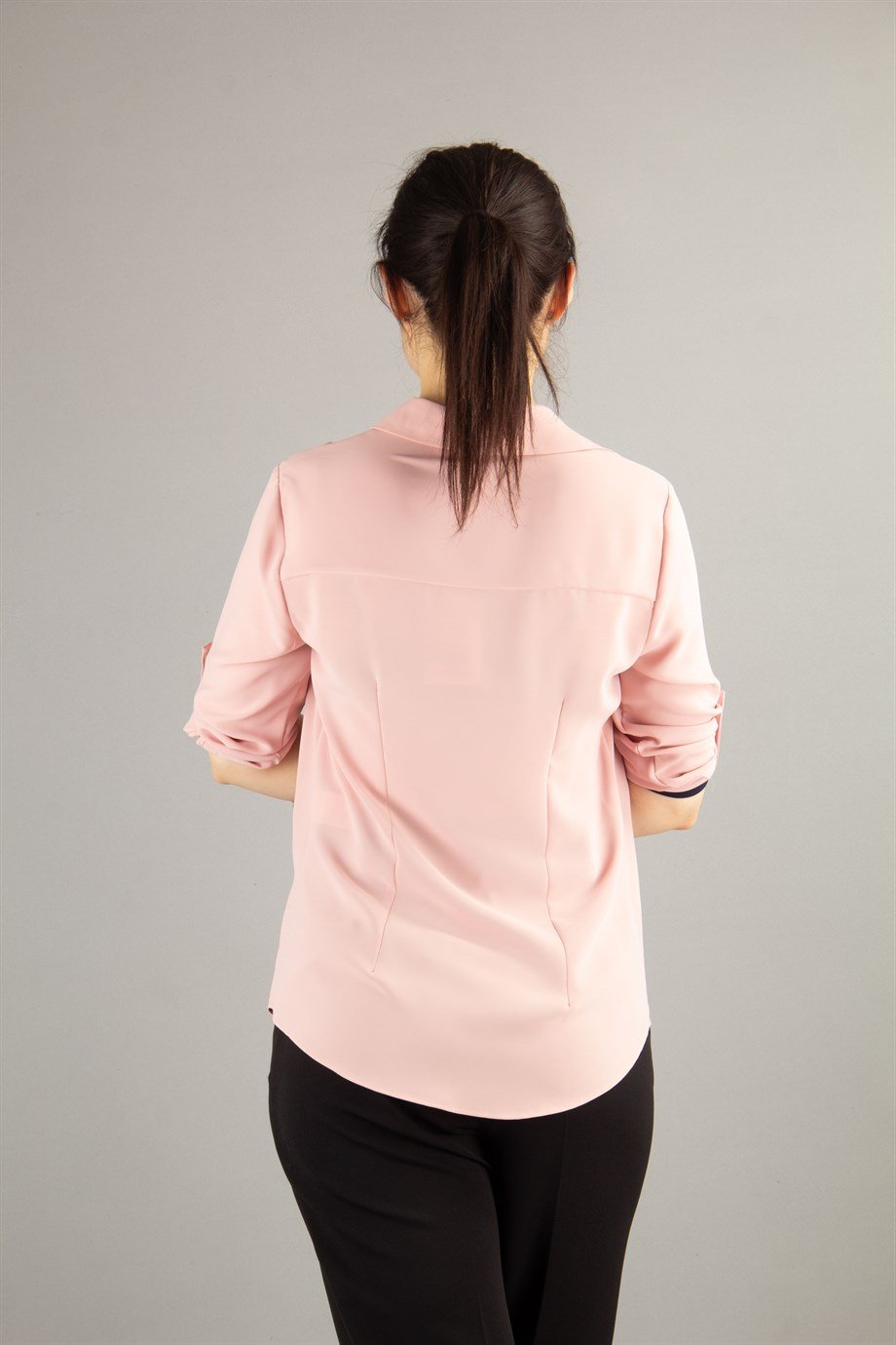 Classic Office Big Size Blouse - Powder