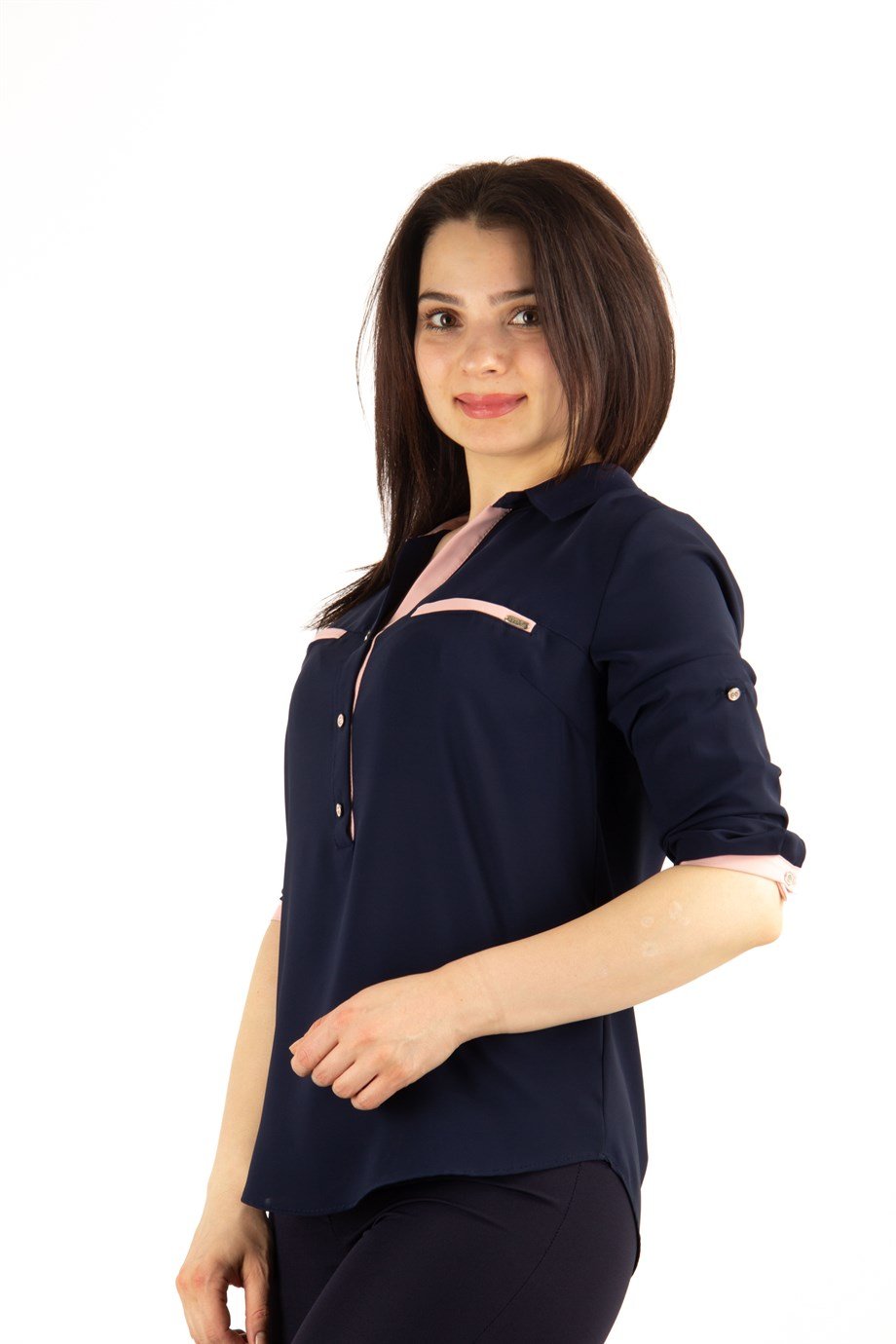Classic Office Blouse - Navy Blue