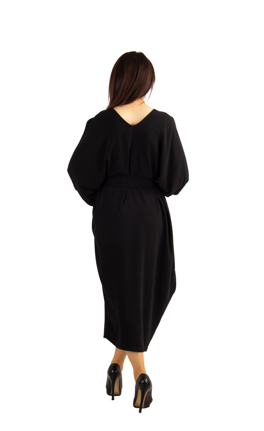 Cold Shoulder Batwing Maxi Dress - Black