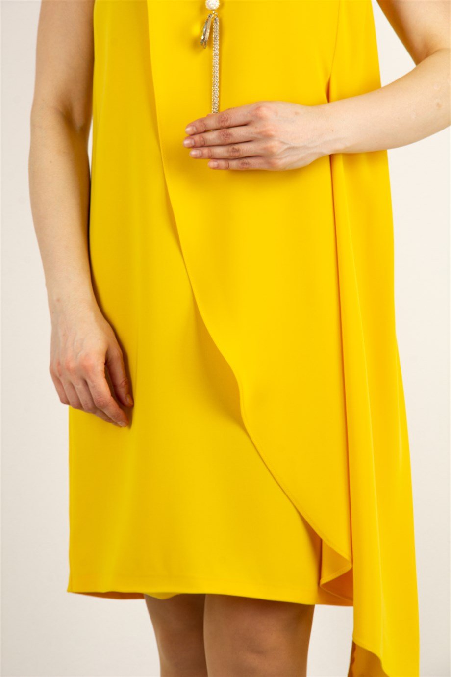 Crew Neck Draped Big Size Dress