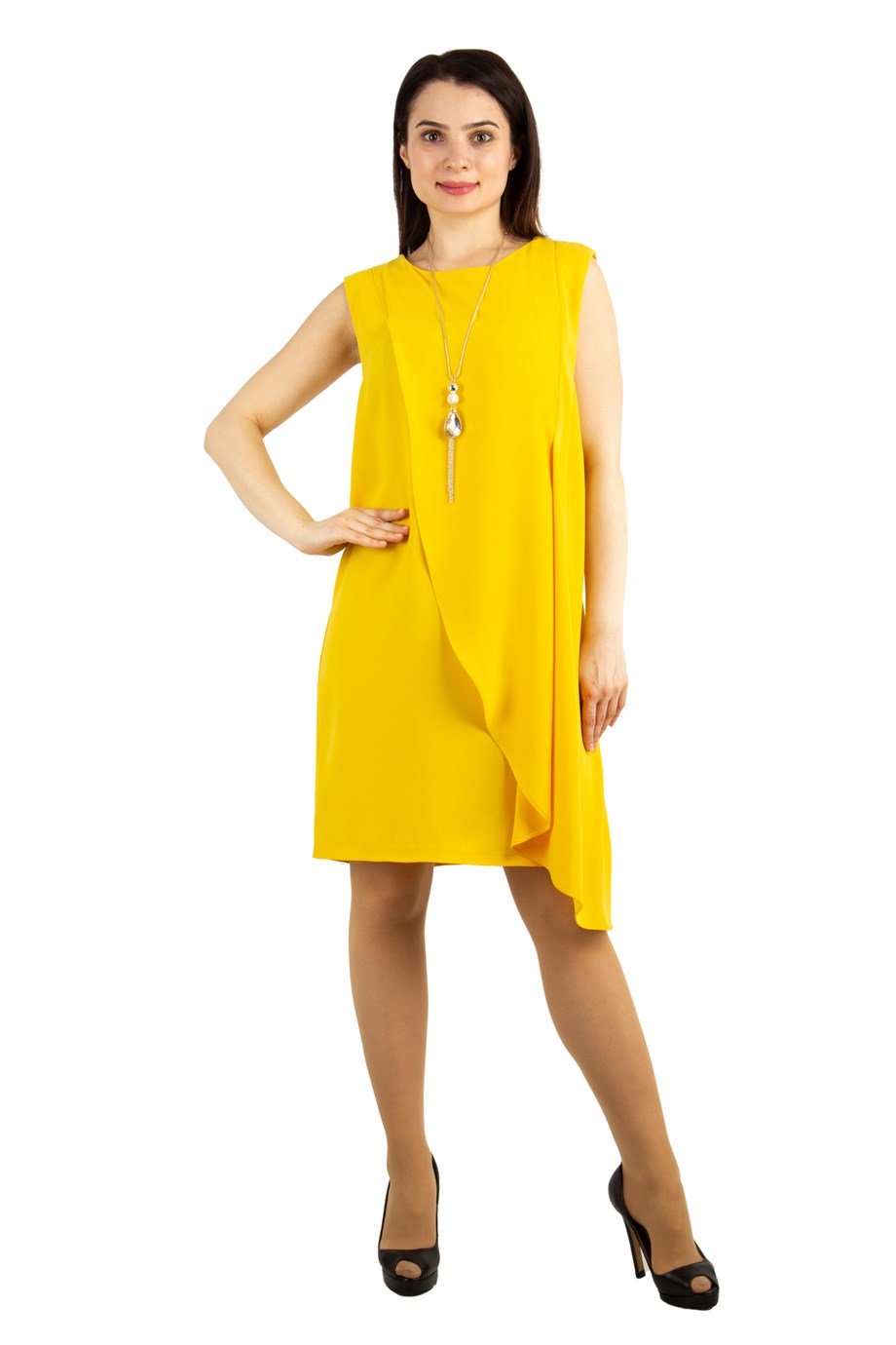 Crew Neck Draped Big Size Dress