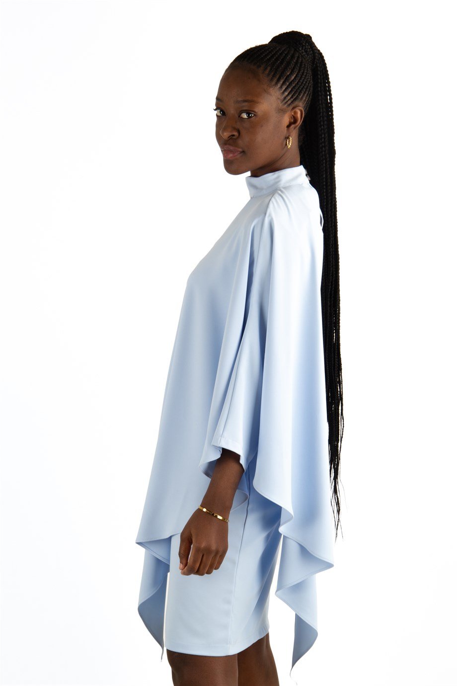 Draped Dress With Chain - Baby Blue