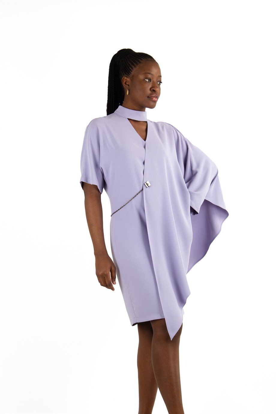 Draped Dress With Chain - Lilac