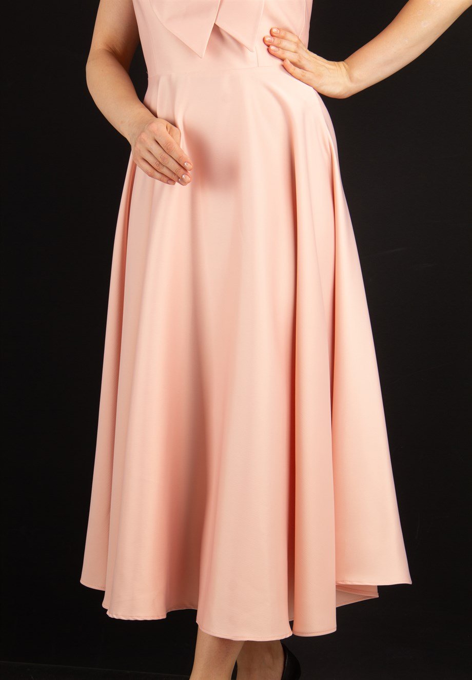 Flower and Diamond  Detail One Shoulder Satin Dress - Powder