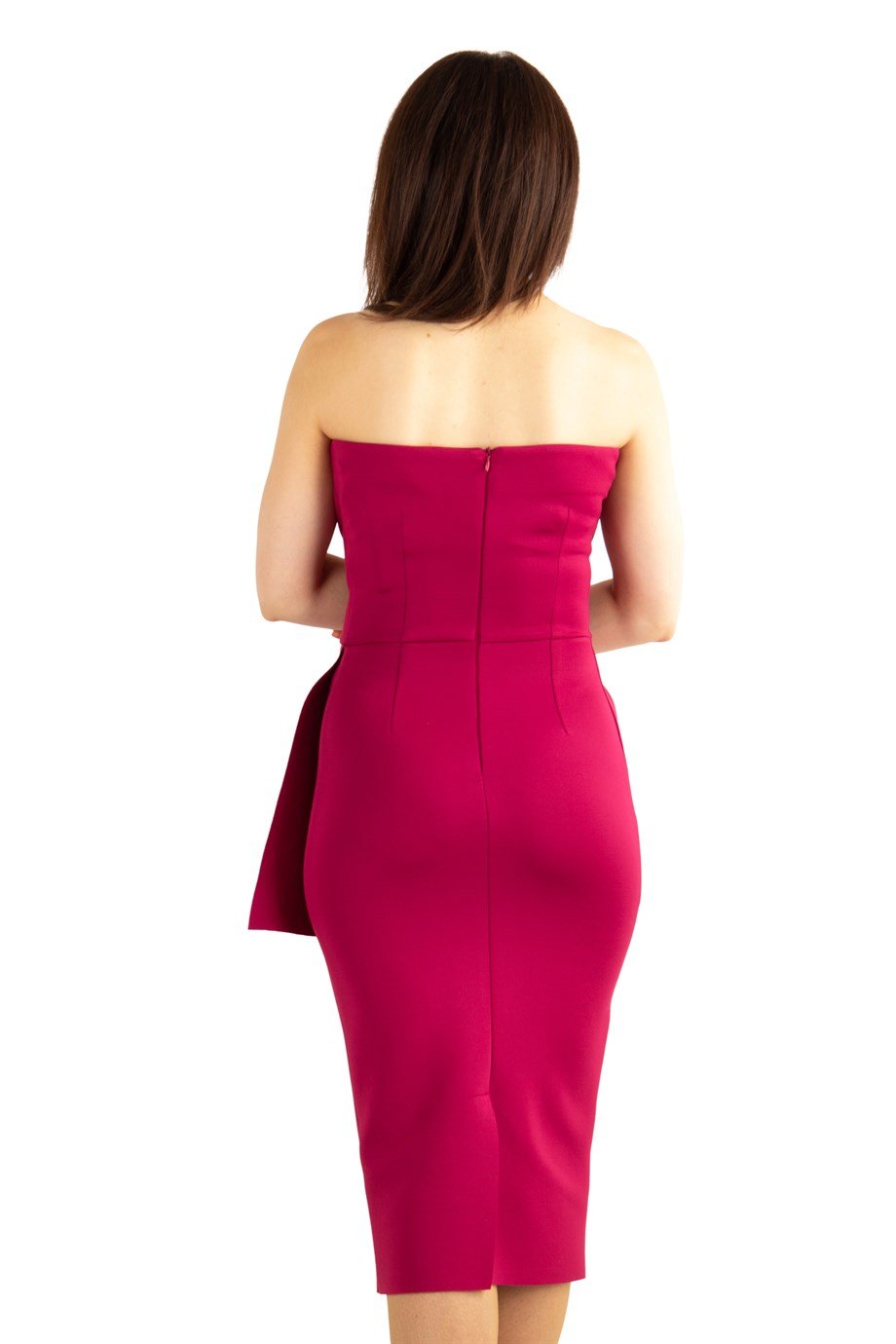 Front Detailed Draped Scuba Dress - Maroon