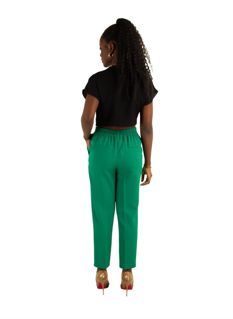 Gold Buttons High Waist Pencil Pant Big Size - Grass Green