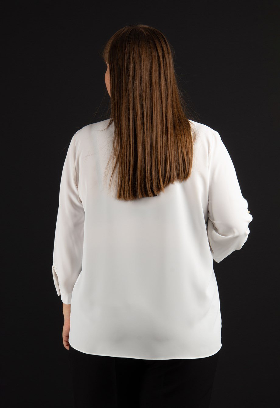 Half Neck Big Size Blouse - White