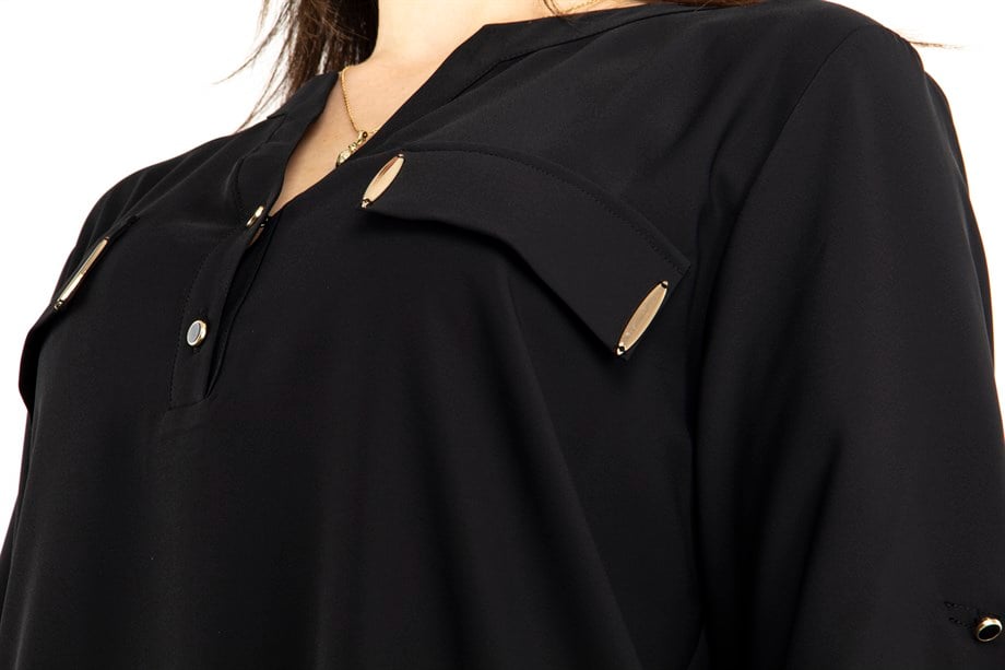 Half Neck Blouse - Black Green
