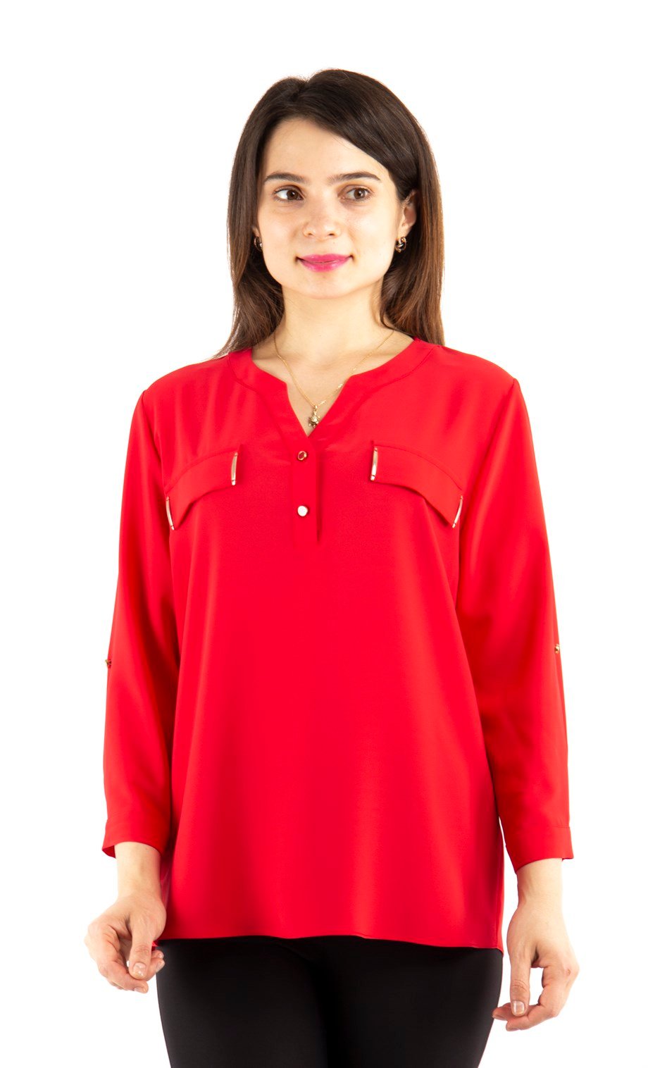Half Neck Blouse - Red