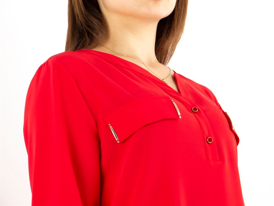 Half Neck Blouse - Red