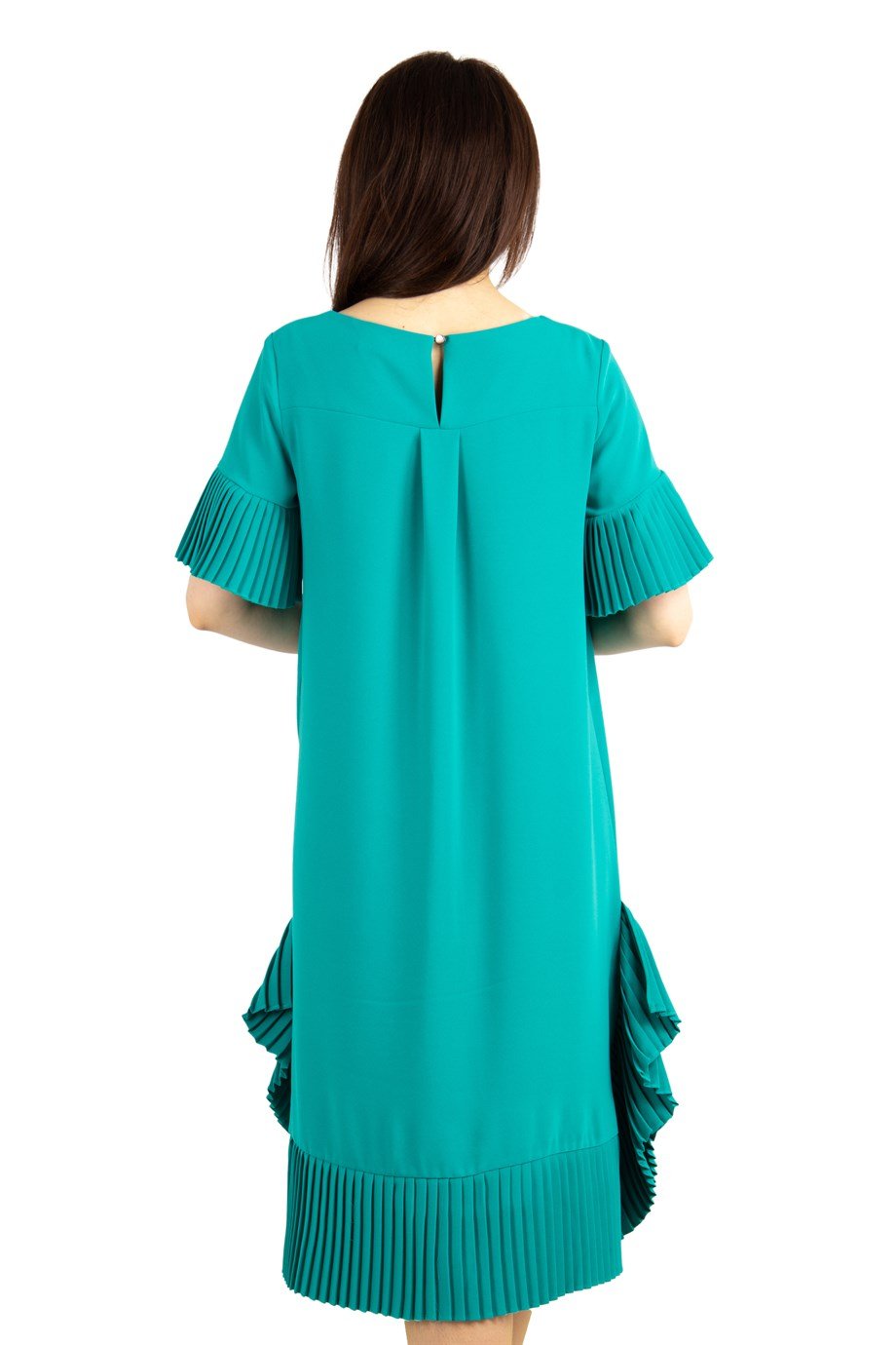 Hem and Sleeves Frilled Dress - Benetton Green