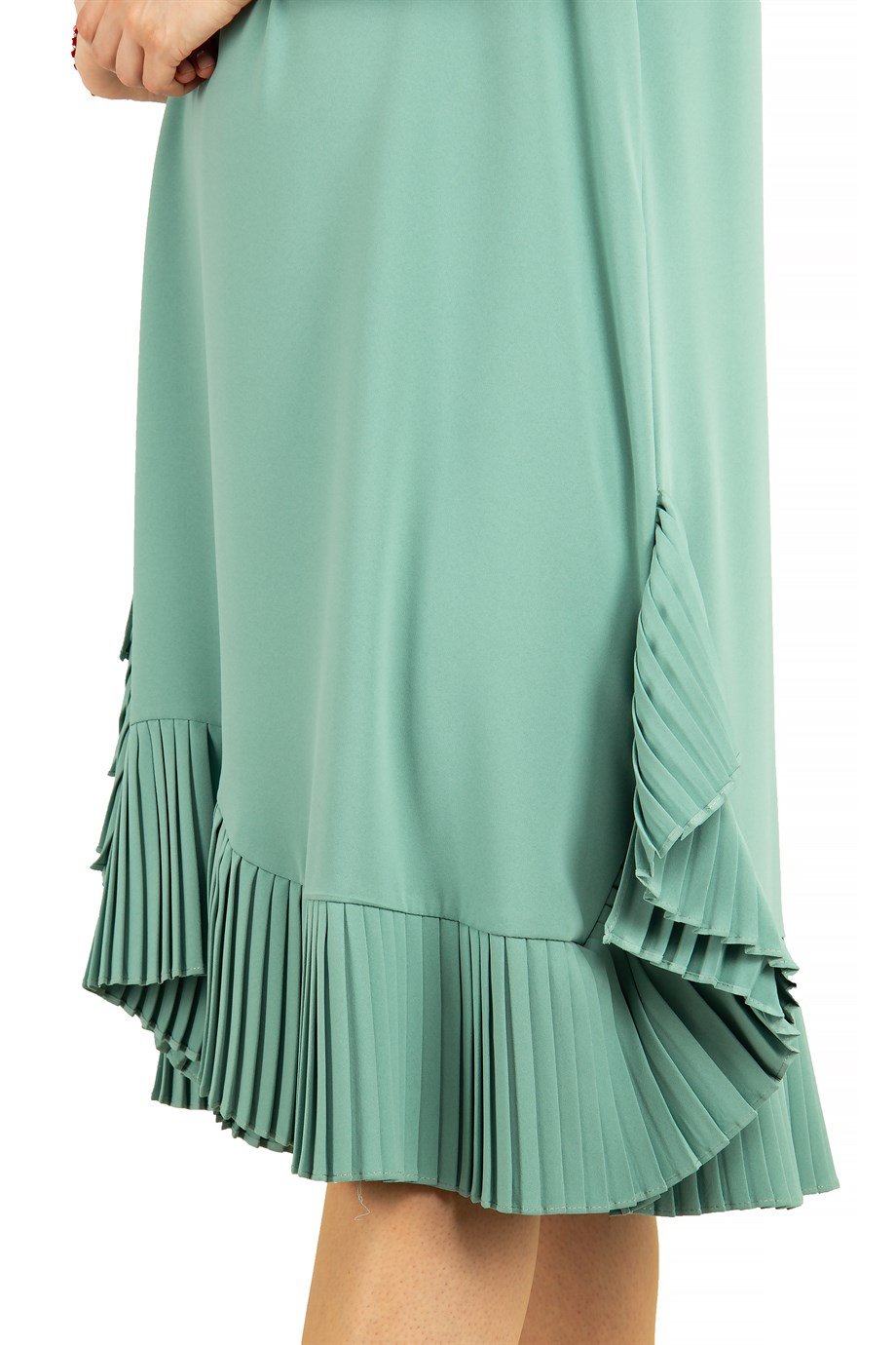 Hem and Sleeves Frilled Dress - Mint Green