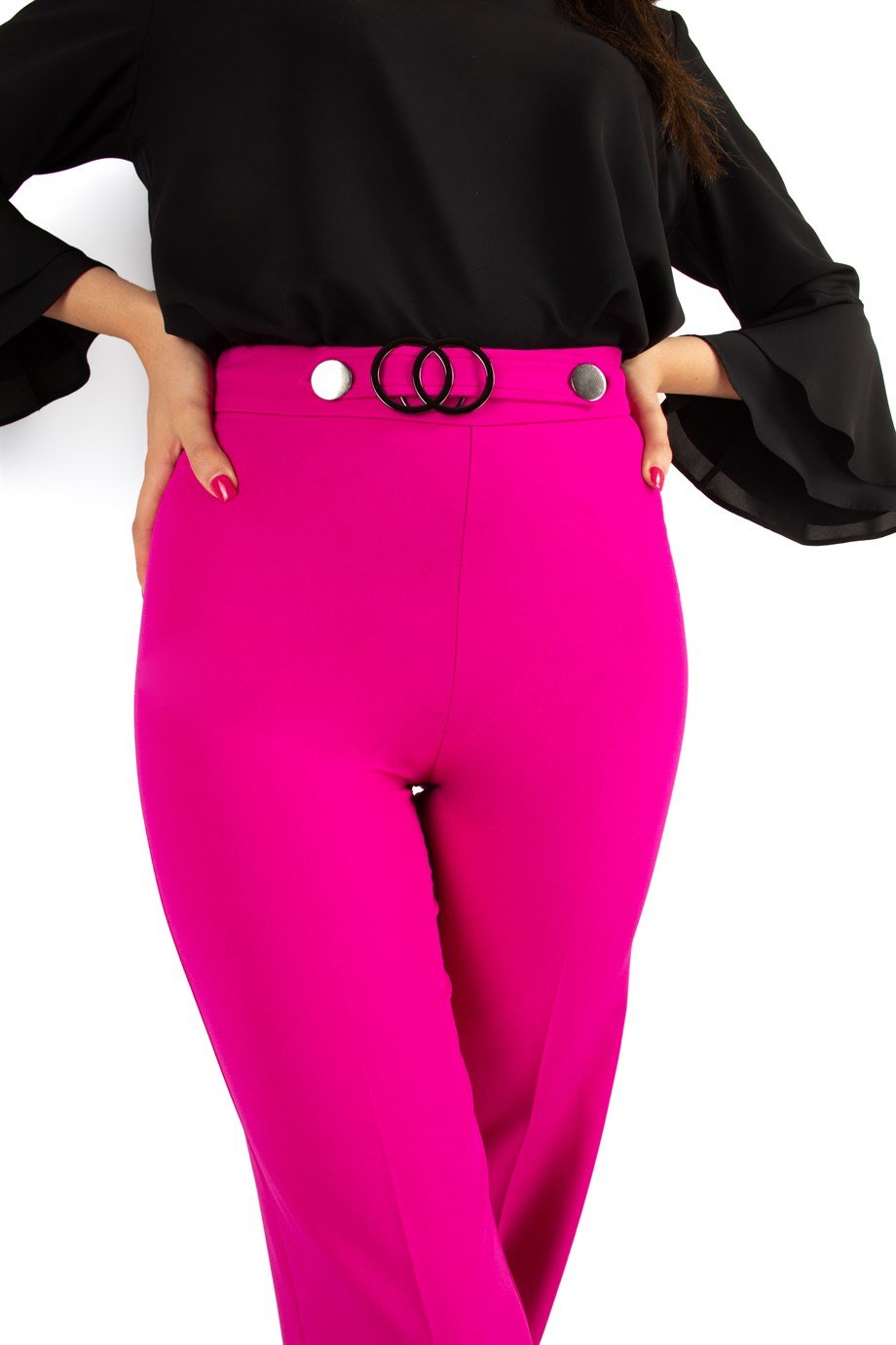 High Rise Flared Trouser - Fuchsia