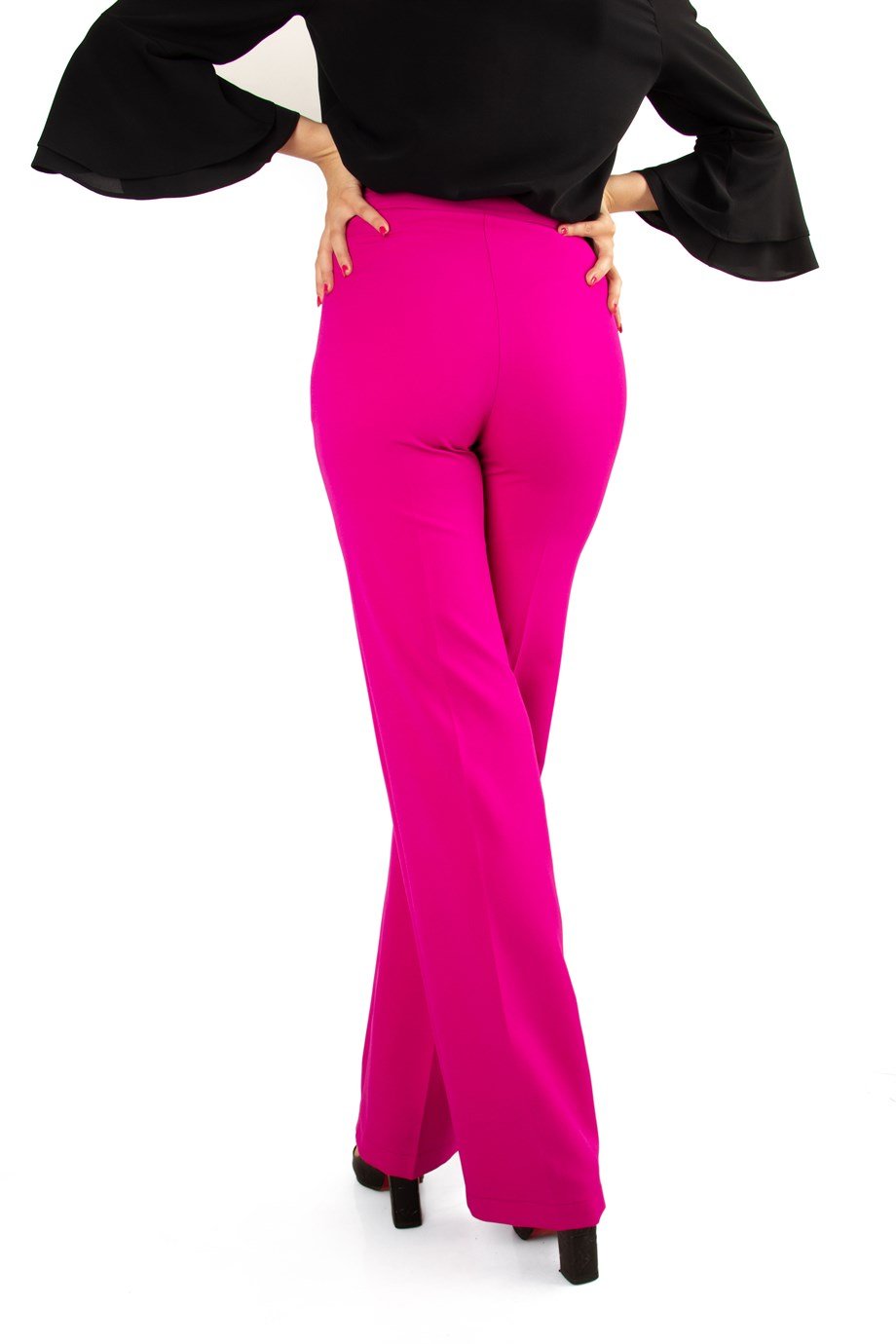 High Rise Flared Trouser - Fuchsia