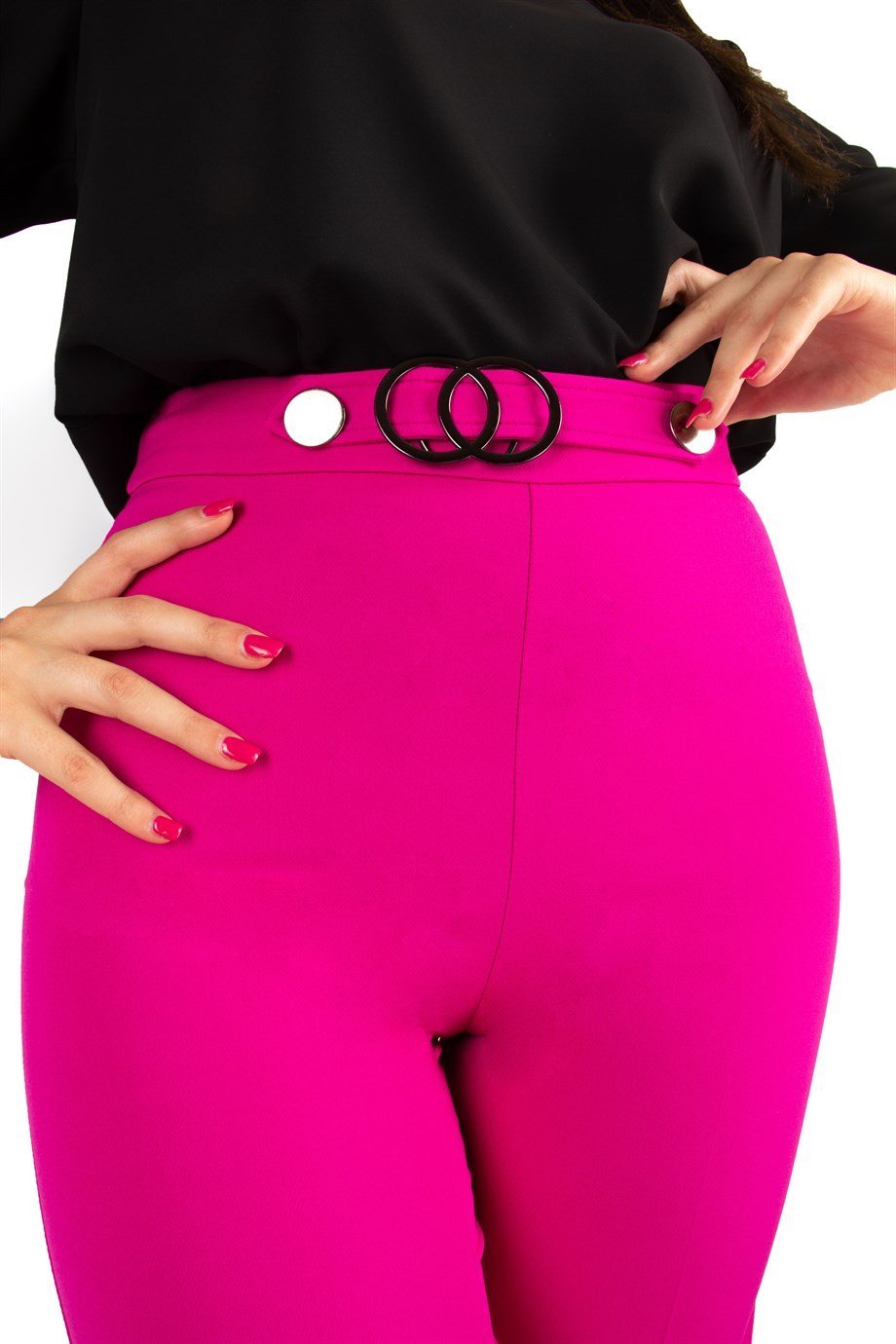 High Rise Flared Trouser - Fuchsia