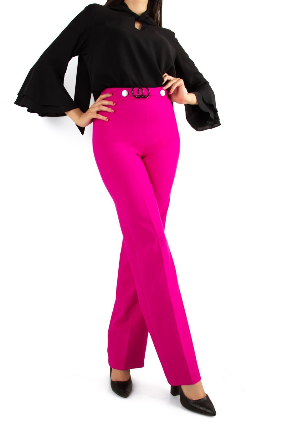 High Rise Flared Trouser - Fuchsia